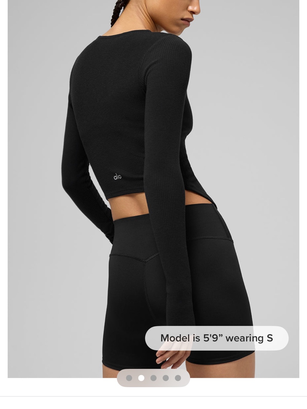 Alo Yoga Stardust Long Sleeve Ribbed Crop Jacket in Black XS